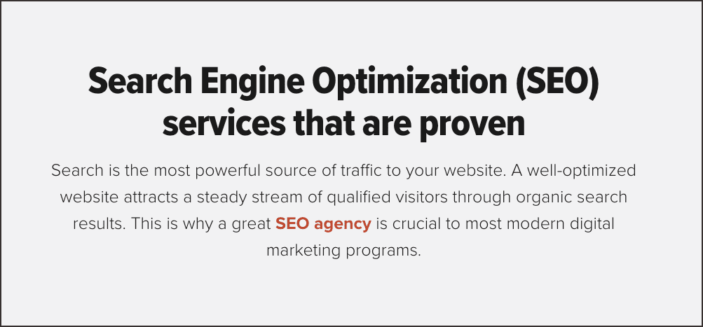 Banner with text promoting search engine optimization (seo) services, highlighting the importance of a great seo agency for website traffic.