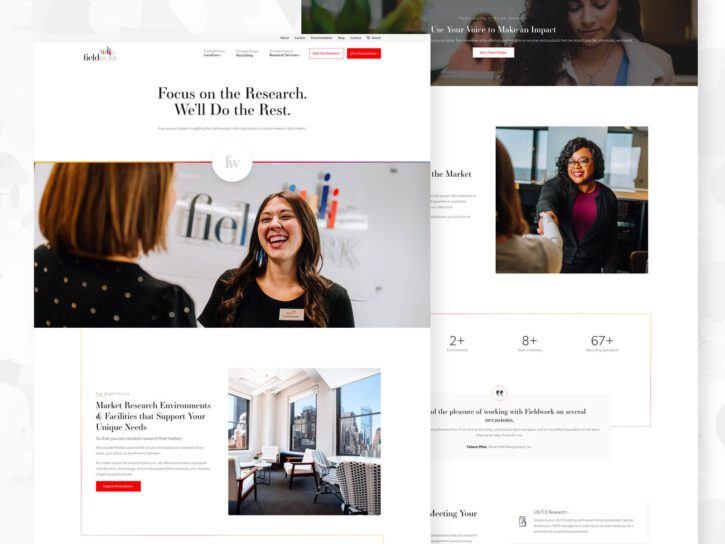 2 desktop view of design for Fieldwork website