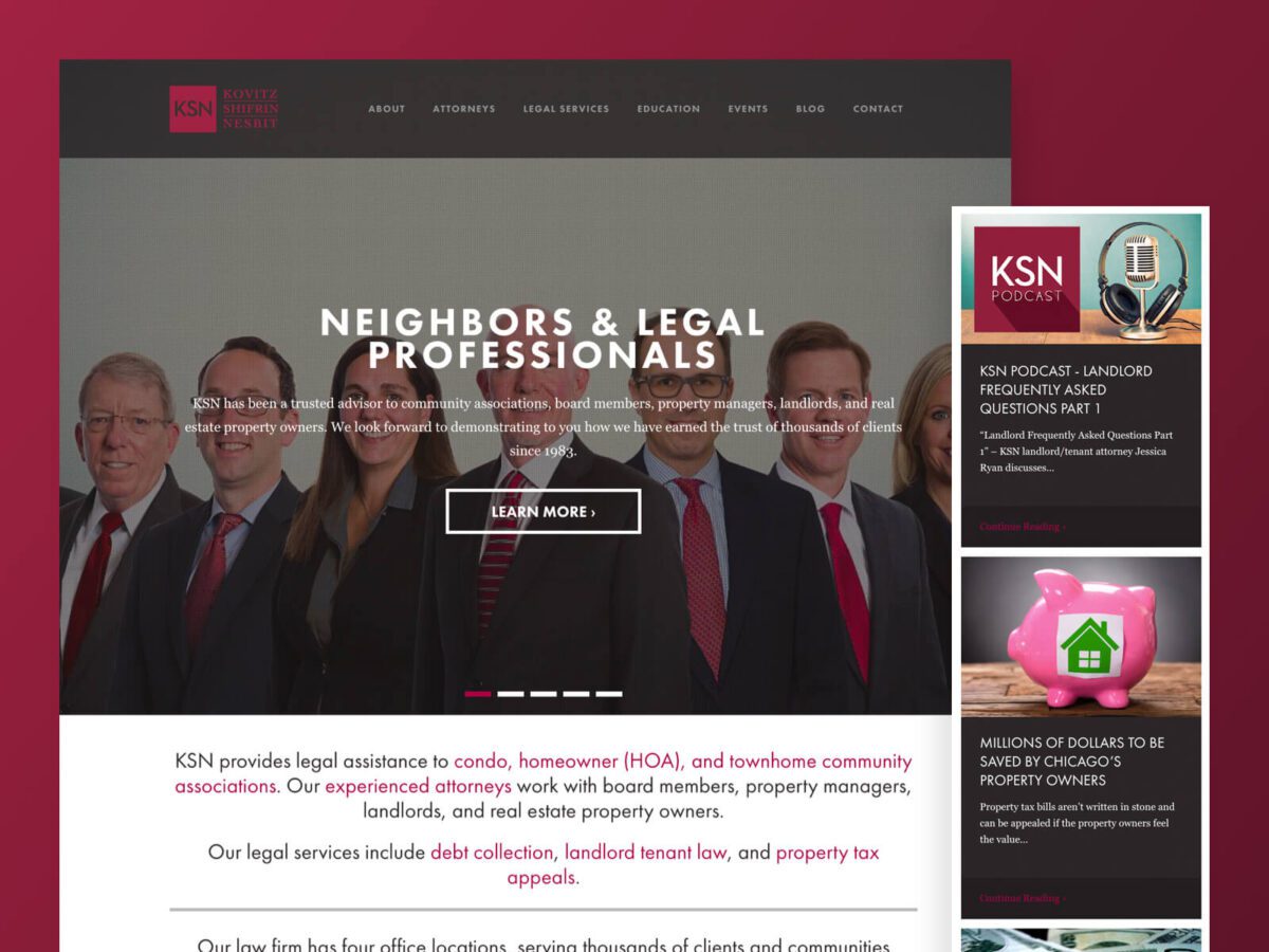 Desktop and mobile design of KSN Law website