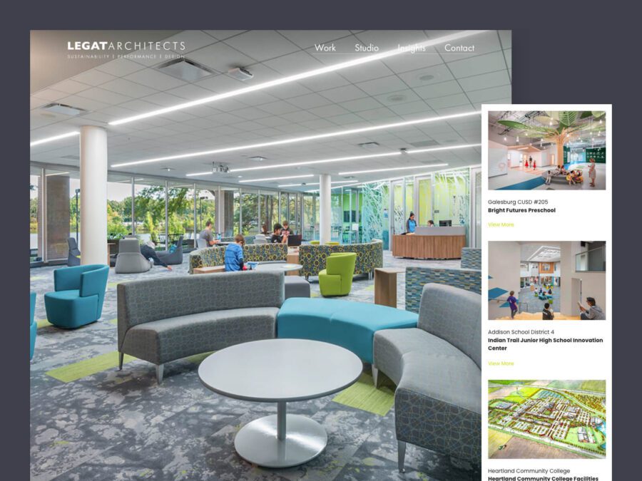 desktop and mobile design for legat architects website