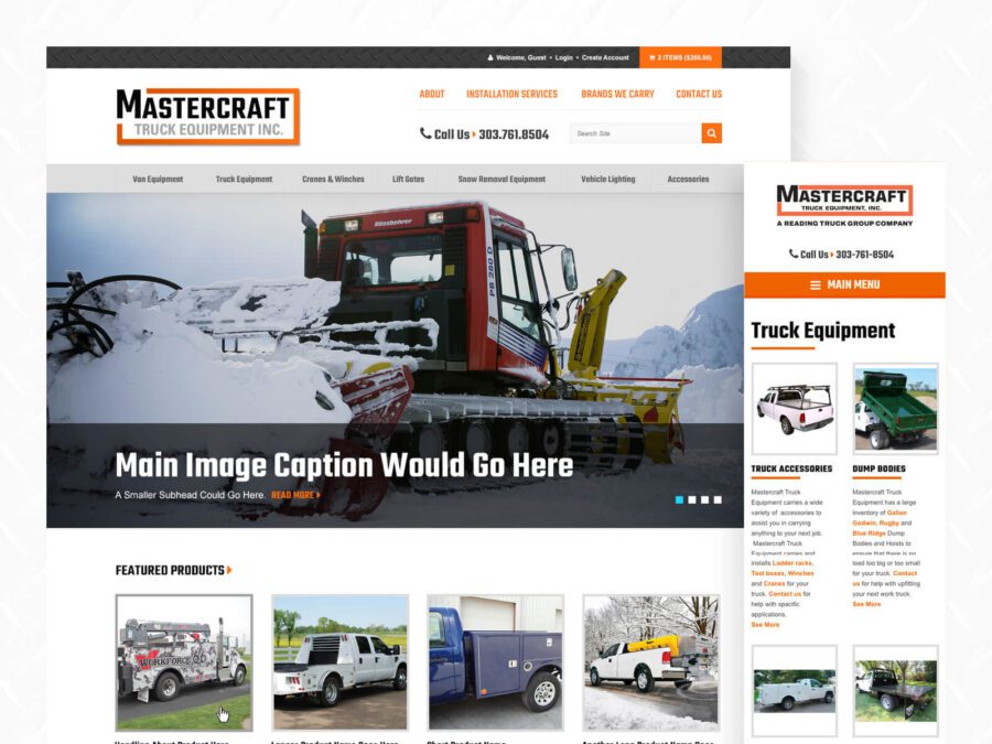 Desktop and mobile design for Mastercraft Truck website