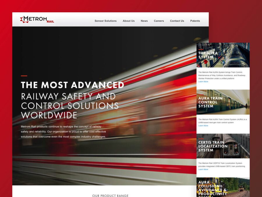 desktop and mobile design for metrom rail website