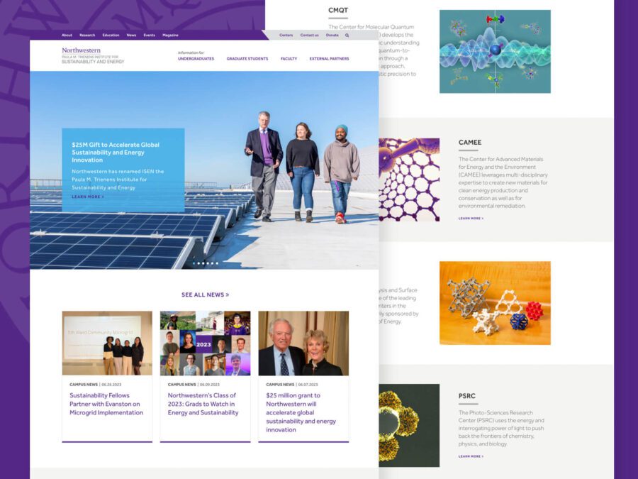 2 desktop designs for Institute for Sustainability and Energy (ISEN) website