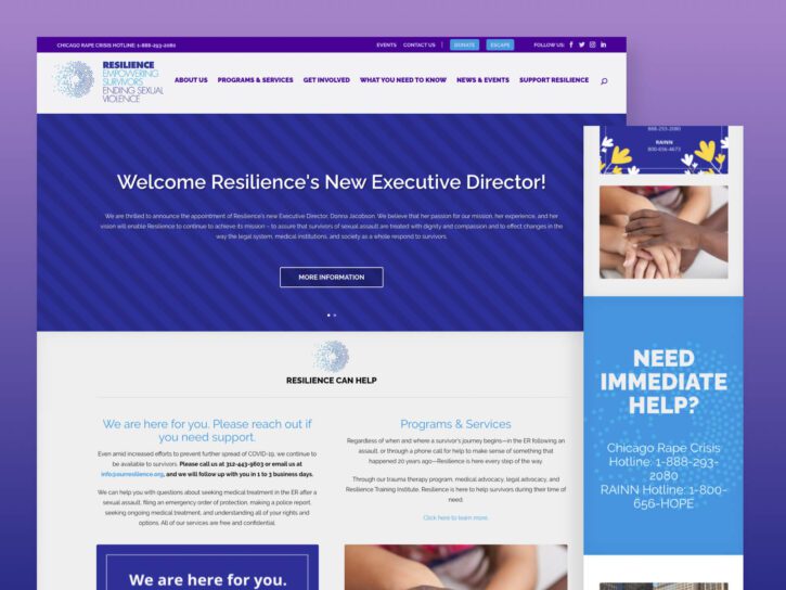 desktop and mobile design for rape victim advocates website