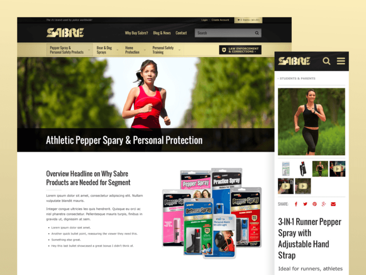 One desktop and one mobile design for the SABRE website.