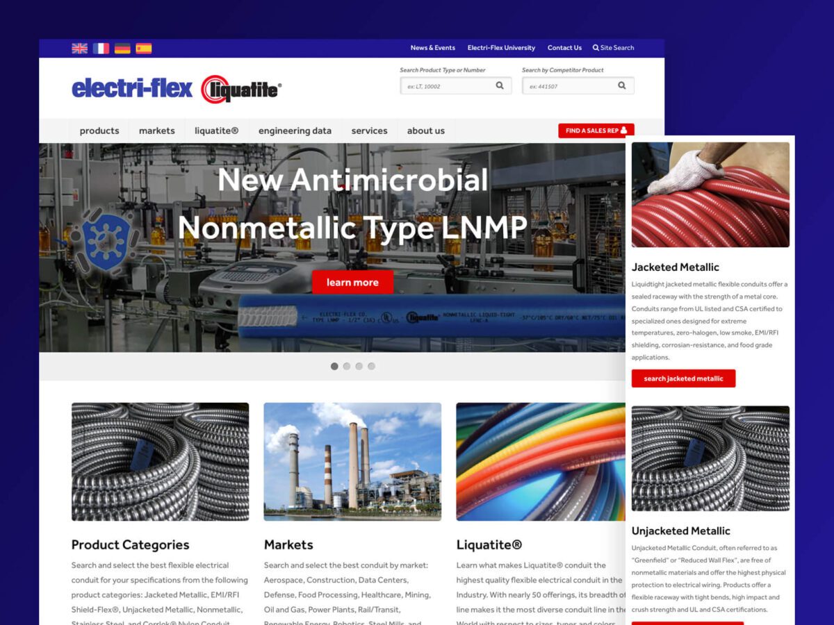 Desktop and mobile design for ElectriFlex website