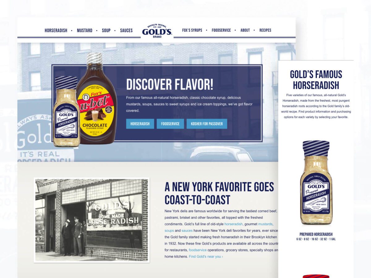 desktop and mobile design view of Gold's Pure Foods website