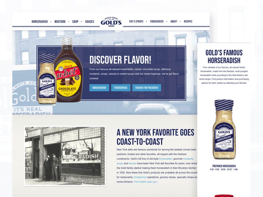 desktop and mobile design view of Gold's Pure Foods website
