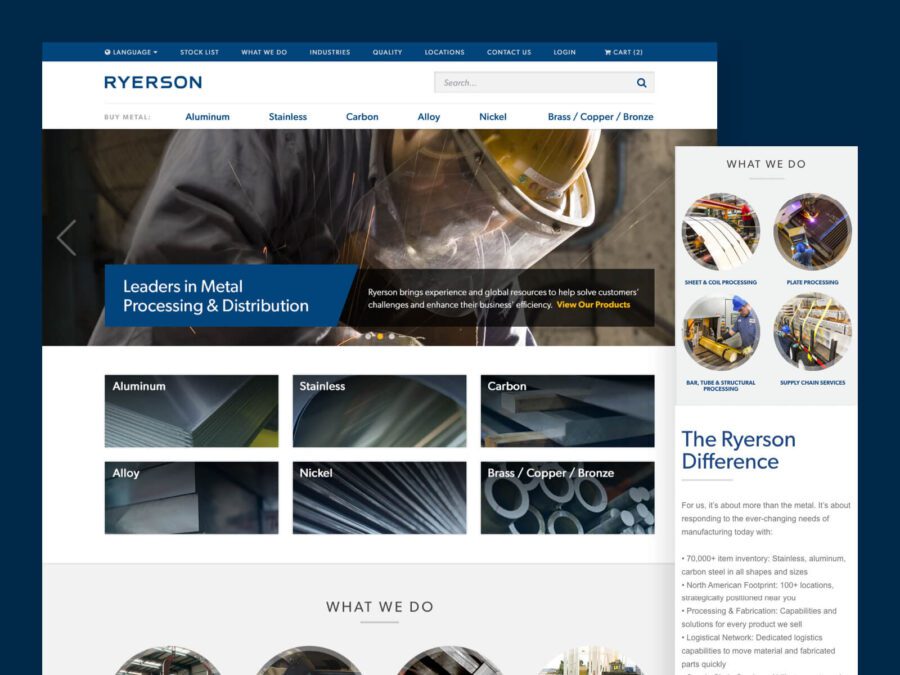desktop and mobile designs for Ryerson website
