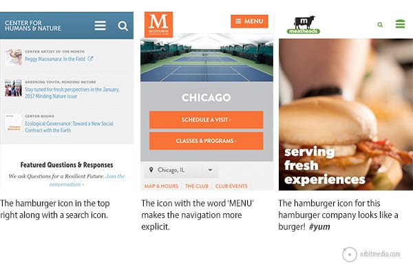 website menu