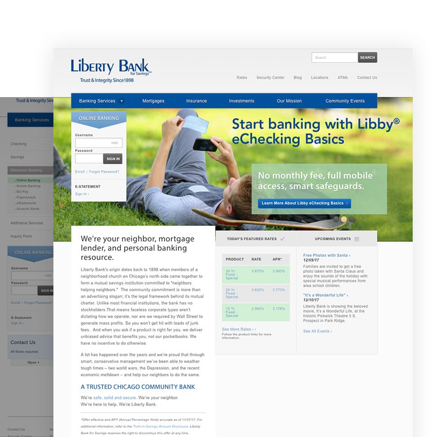 example bank website redesign