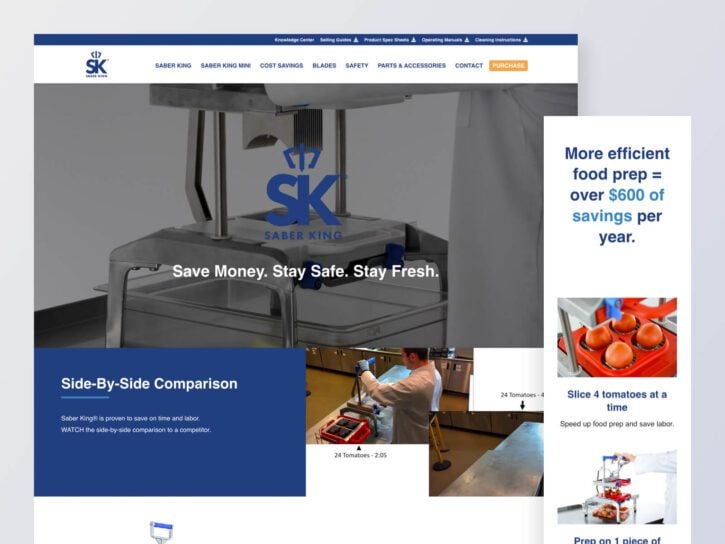 desktop and mobile design for Saber King website