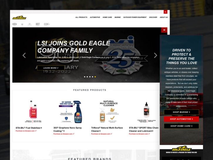 Desktop and mobile design for Gold Eagle website