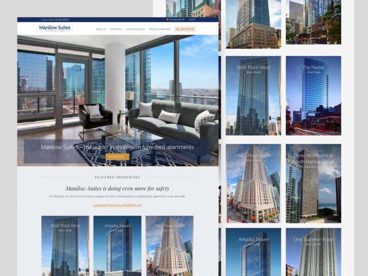 2 desktop designs for Manilow Suites website