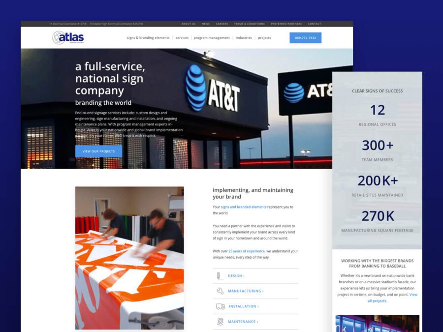 Desktop and mobile designs for Atlas website