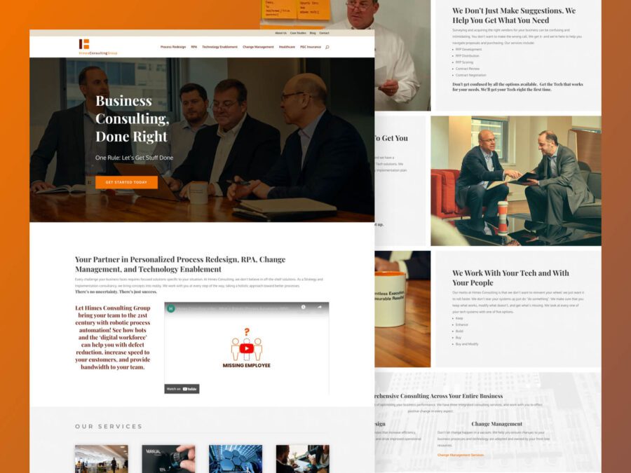 2 desktop designs for Himes Consulting Group website