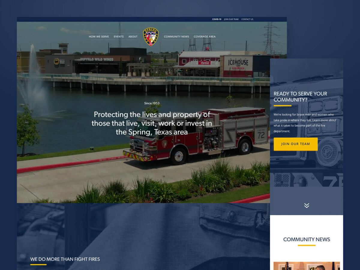 desktop and mobile designs for spring fire department website