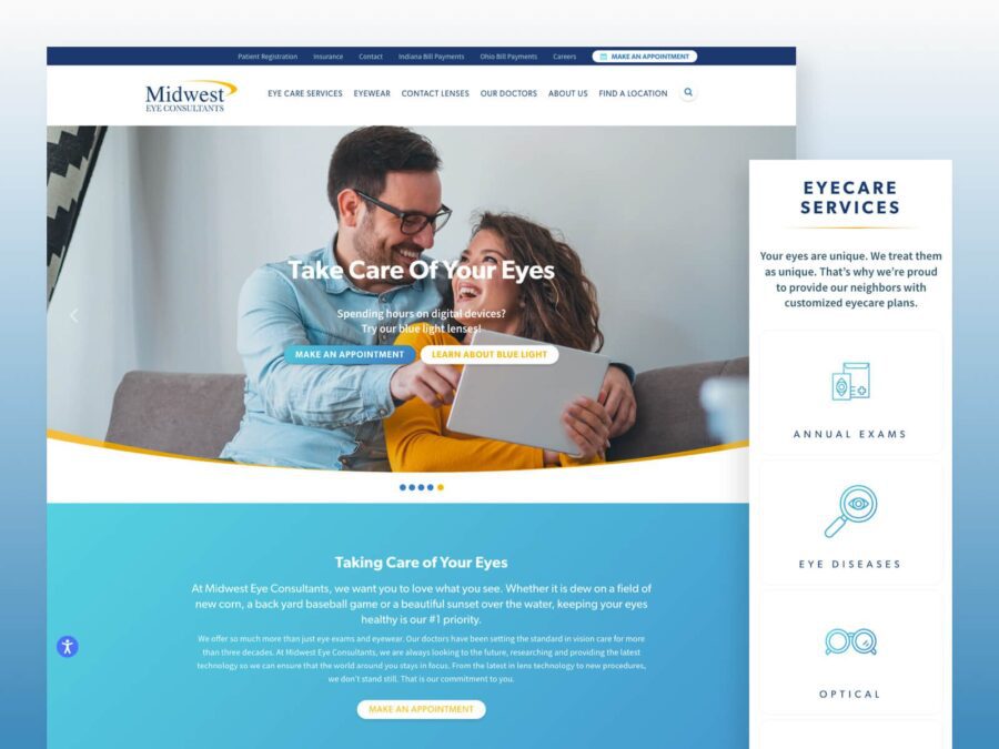 desktop and mobile design for midwest eye consultants website