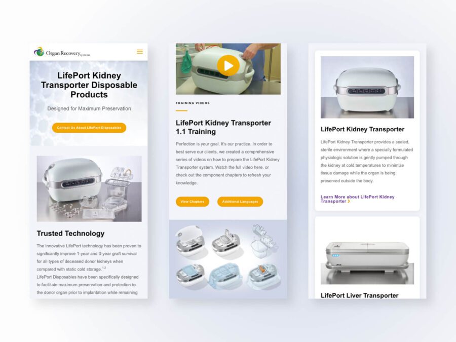 3 mobile designs for organ recovery systems website