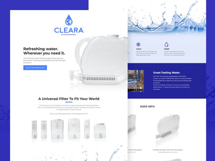 2 desktop designs for Cleara website