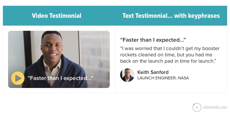 example of a video testimonial on a b2b service page