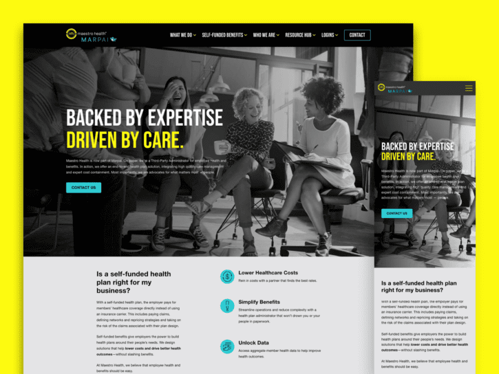 One desktop-sized screenshot, and one mobile-sized screenshot of Maestro Health.