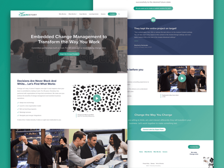 One desktop-sized screenshot, and one mobile-sized screenshot of Clerestory Consulting.