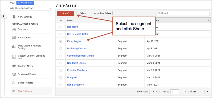 how to share segments