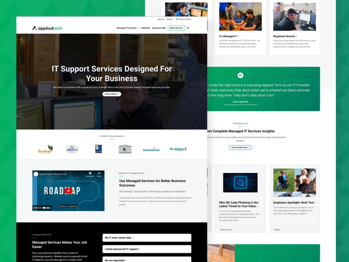 A website design for a support services company.