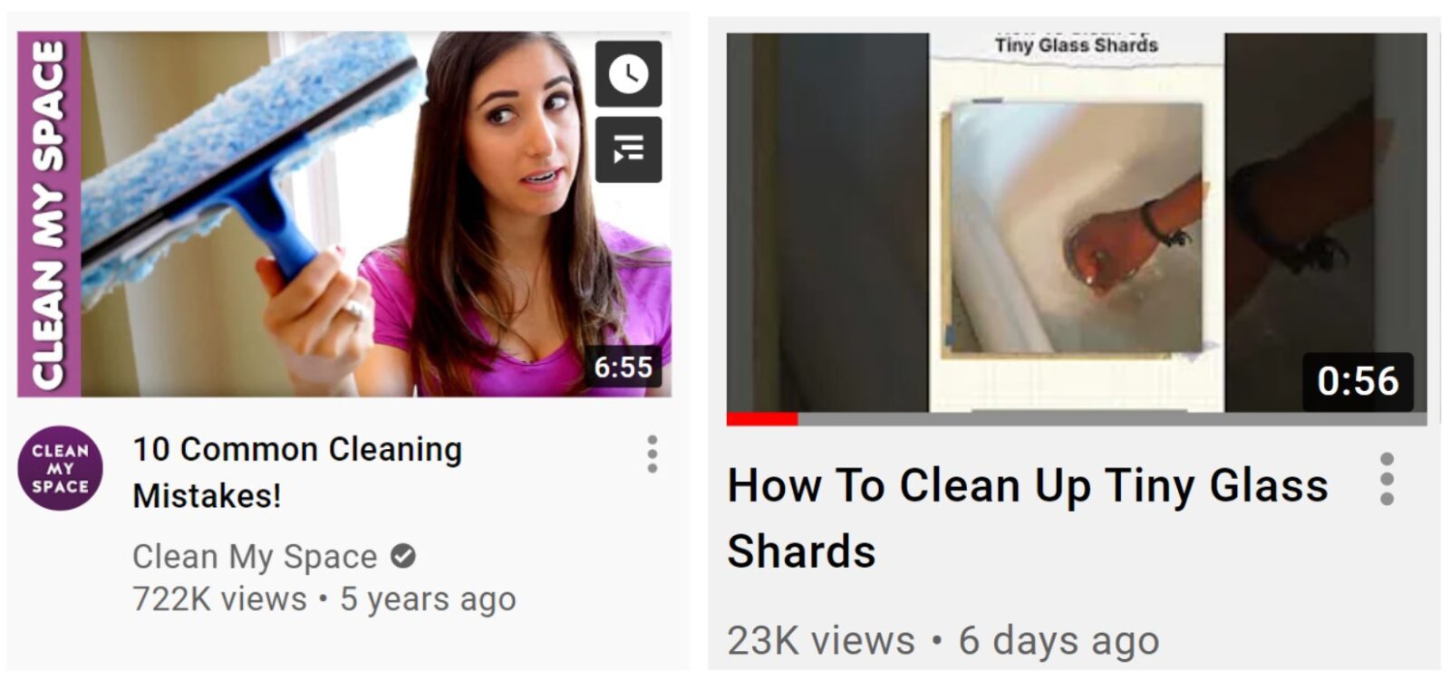 example of video thumbnails