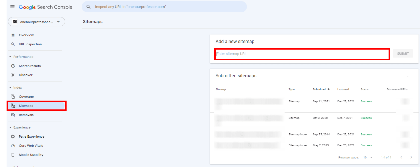 submit sitemap in GSC