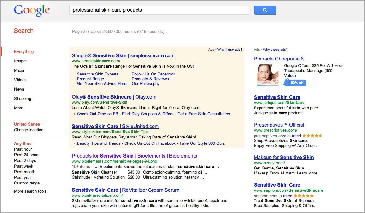 google search results page from 2014