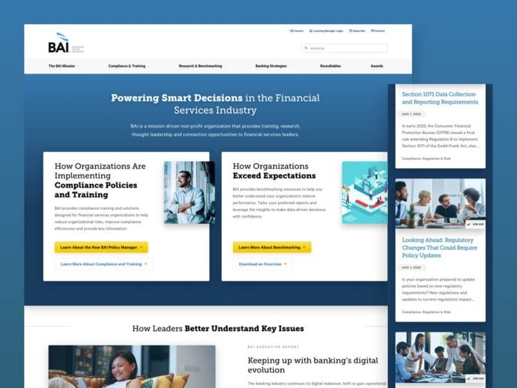 Desktop and mobile view of BAI website design