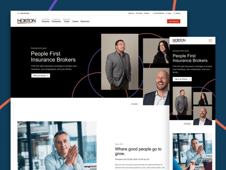 One desktop-sized screenshot, and one mobile-sized screenshot of The Horton Group.