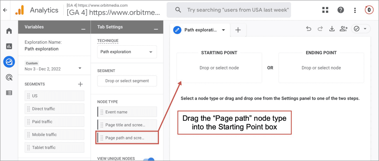 page path node in GA4