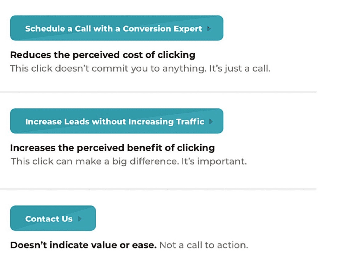 examples of calls to action like increase leads without increasing traffic