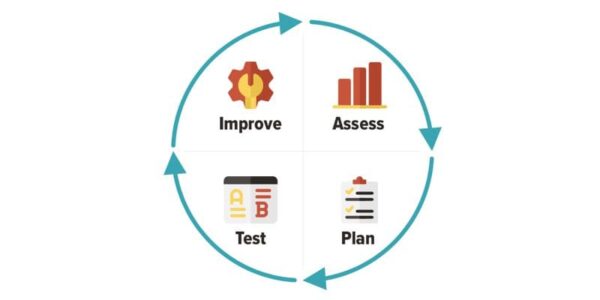 Improve, Assess Plan infographic