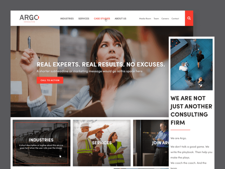 Desktop and mobile screens from Argo Consulting Website