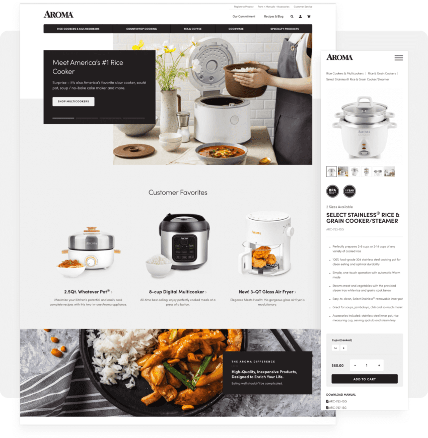 Desktop and Mobile Screenshot for Aroma website