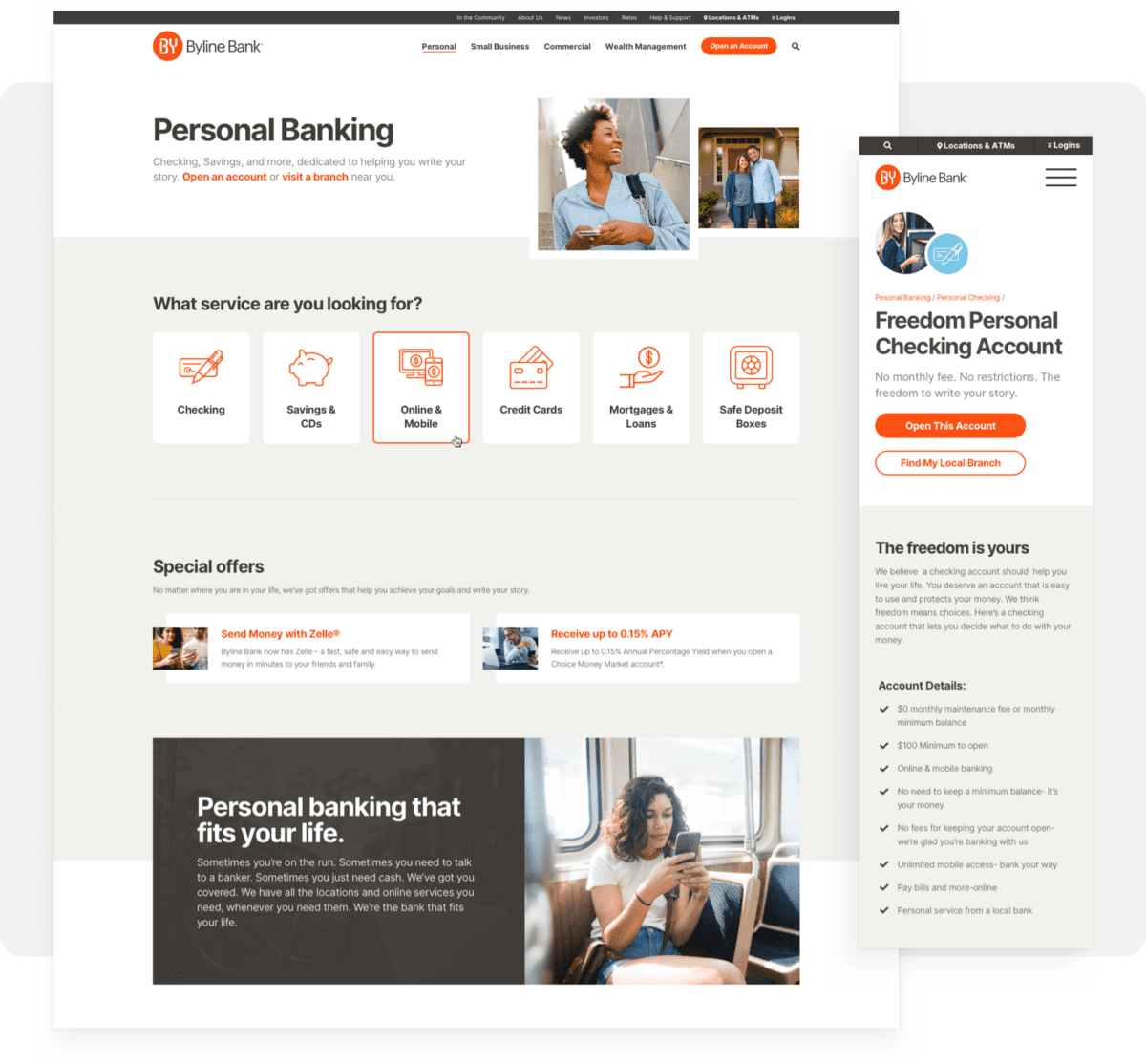 Desktop and Mobile Screenshot for Byline Bank website