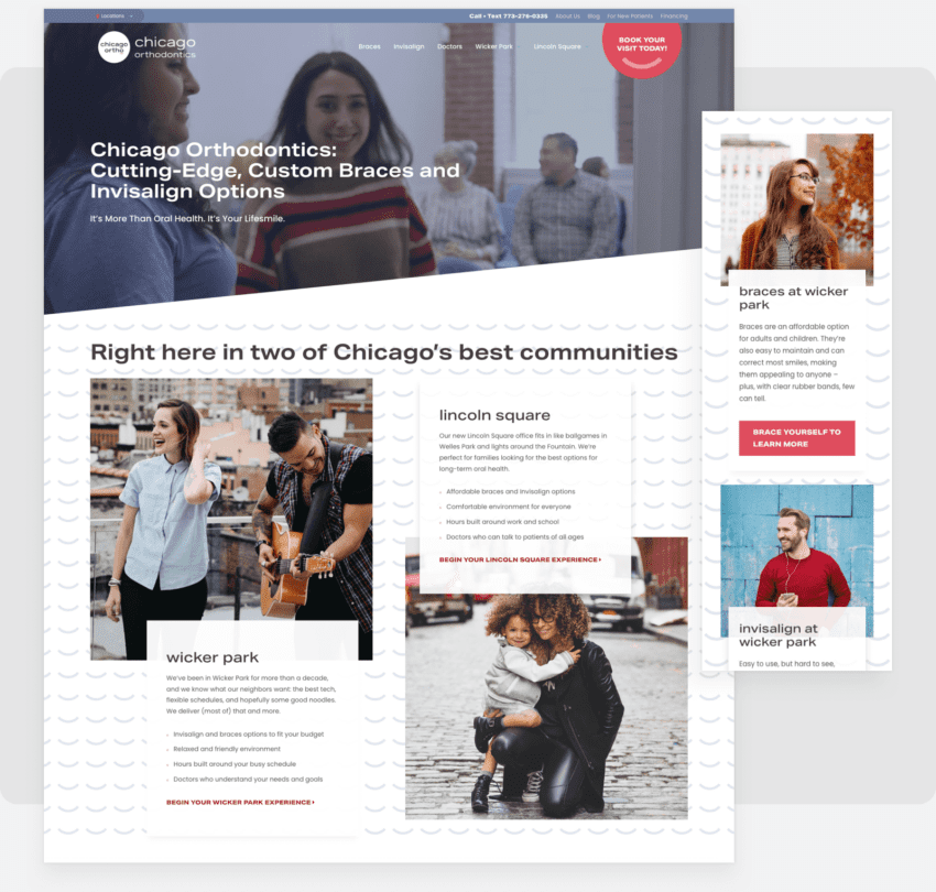 Desktop and Mobile Screenshot for Chicago Orthodontics website