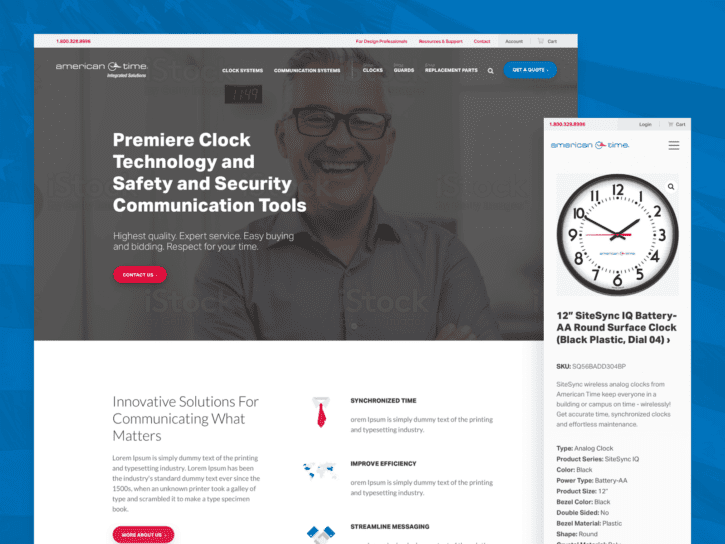 desktop and mobile view of design for american time website