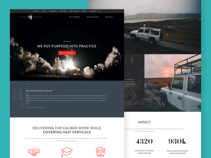 two desktop view of design for august jackson website