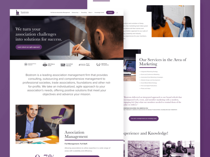 two desktop view of design for bostrom website