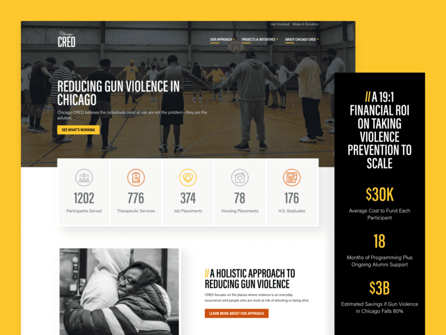 One desktop-sized screenshot, and one mobile-sized screenshot of Chicago CRED website.