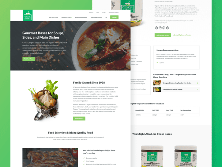 two desktop view of design for cooks delight website