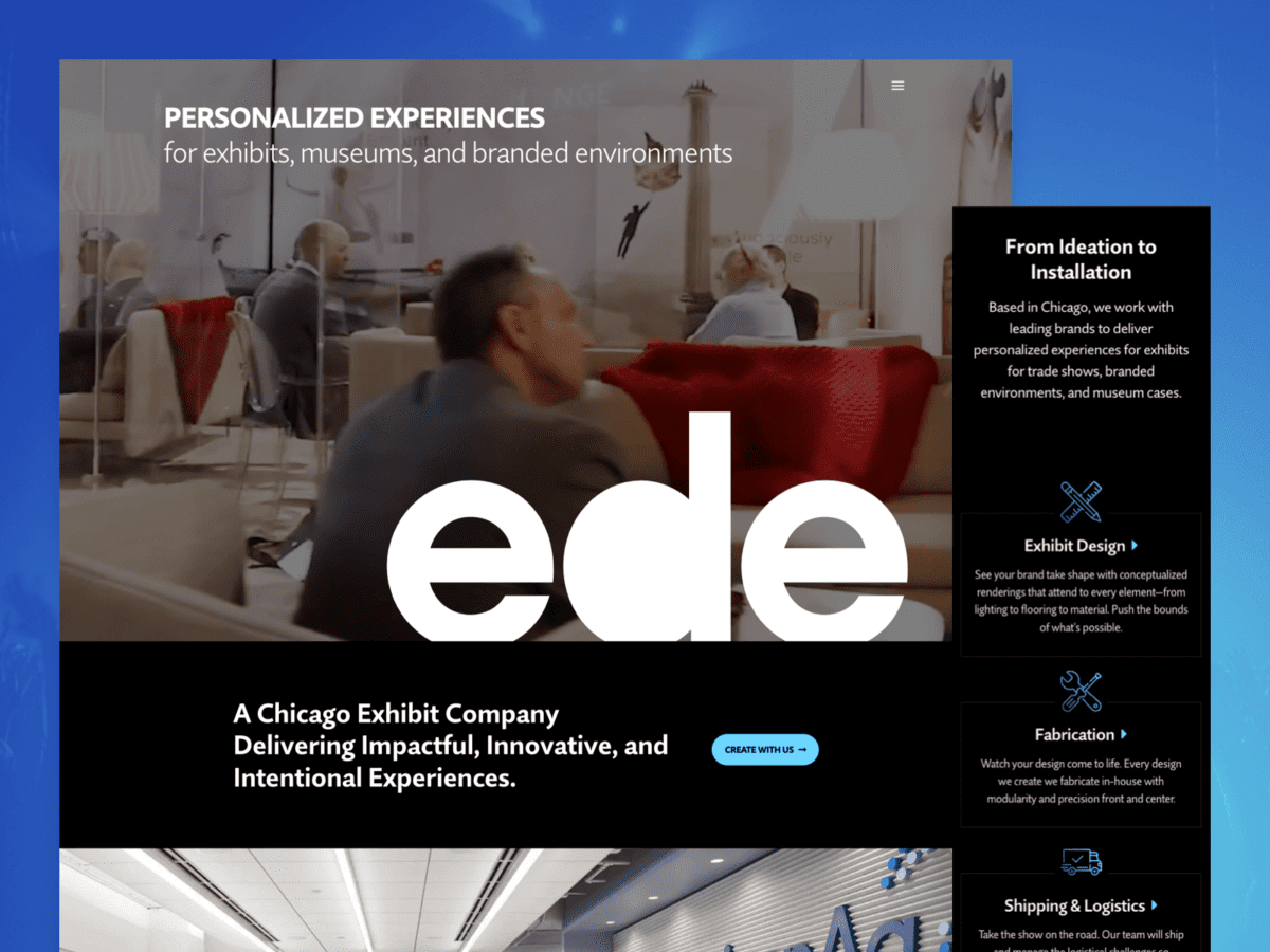 One desktop-sized screenshot, and one mobile-sized screenshot of EDE Corporation website.