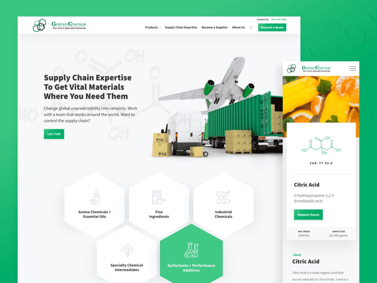 desktop and mobile view of graham chemical website