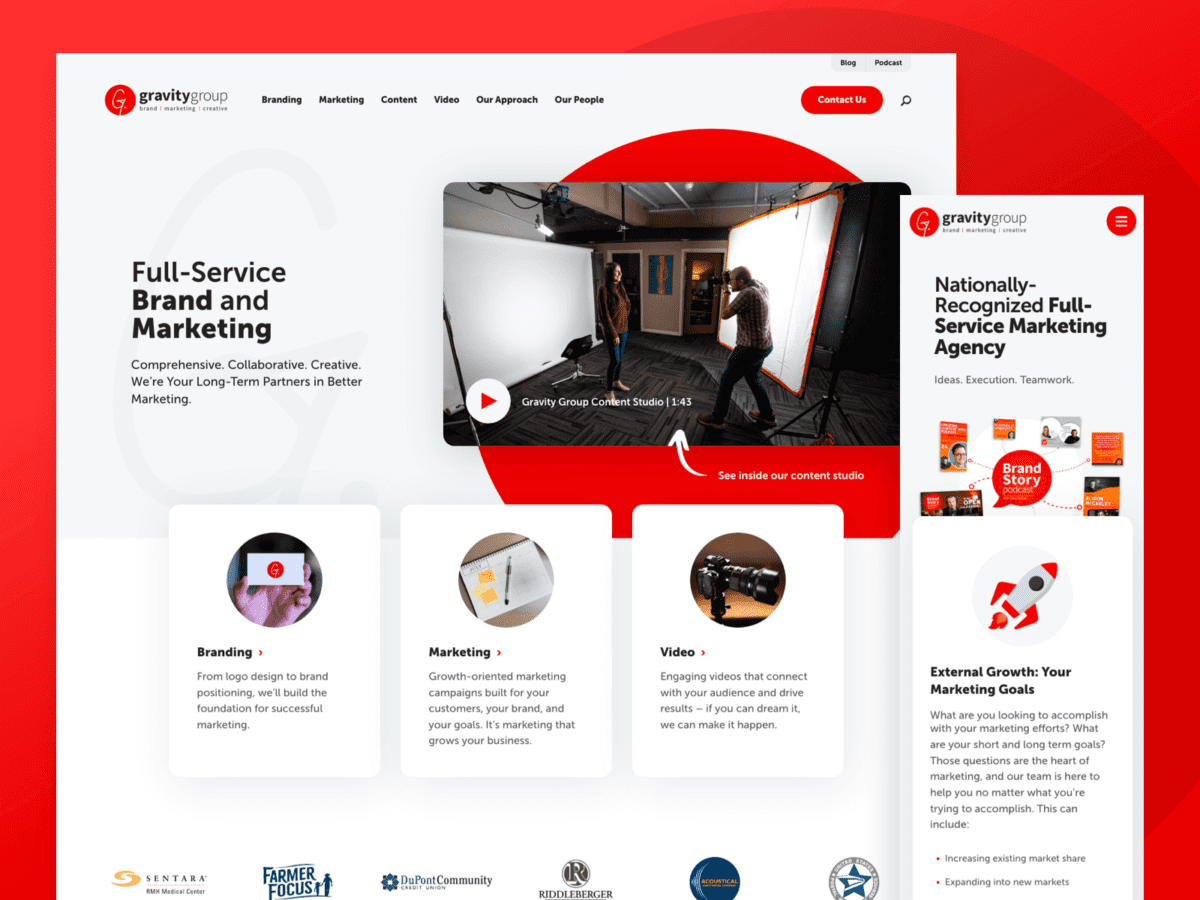desktop and mobile view of gravity group website