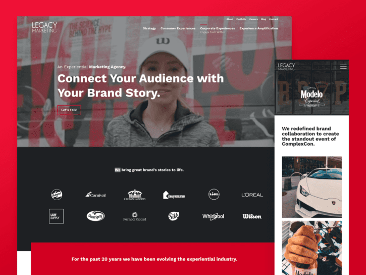 desktop and mobile design for legacy marketing website